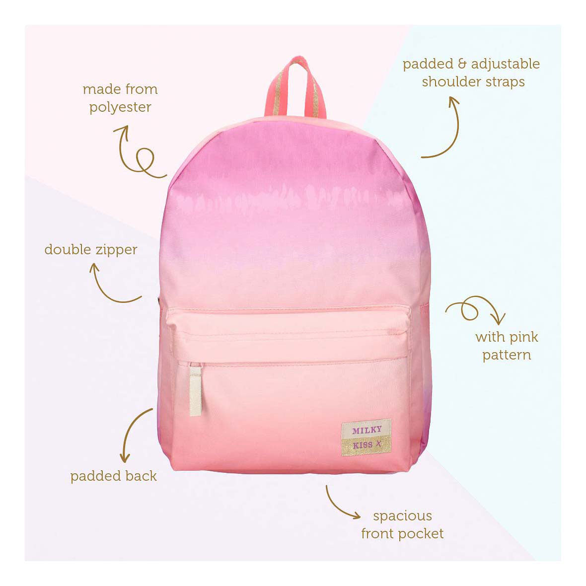 Milchkuss Rucksack Liebe und Lachen rosa