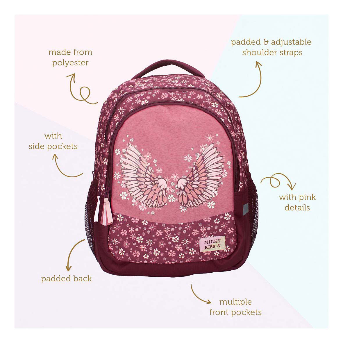 Milky Kiss Rucksack Wild Bliss Flowers, 3 Fächer