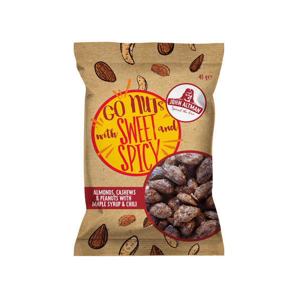 John Altman gemischte Nüsse, Ahornsirup, Chilibeutel (12 x 45 g)