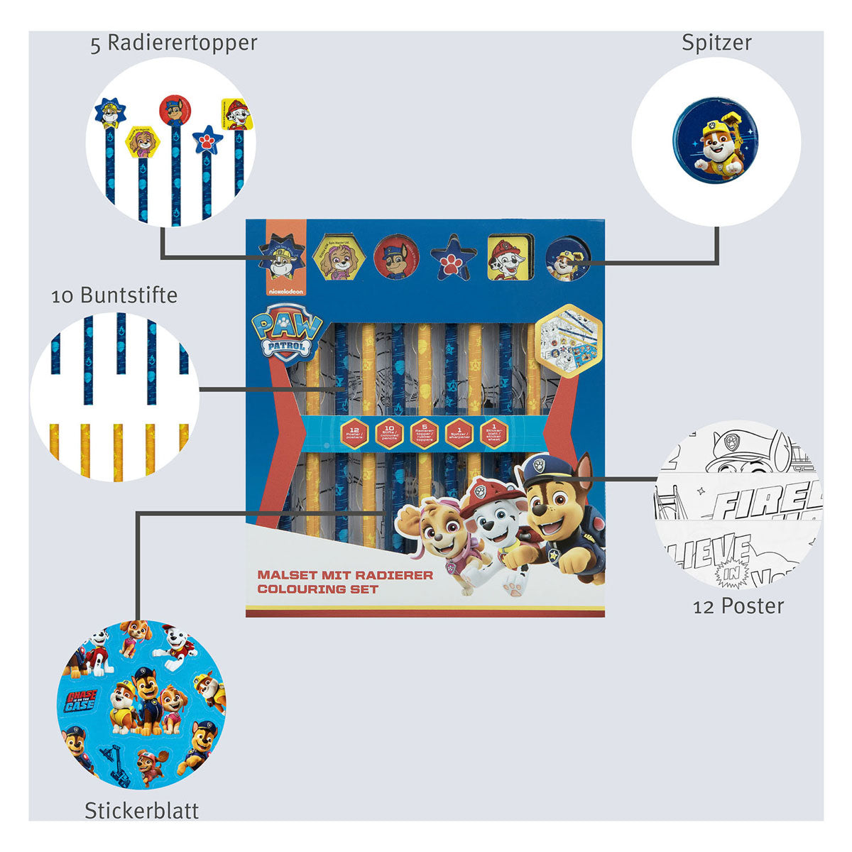 Undercover -Farbset mit Gummen Paw Patrol, 29dlg.