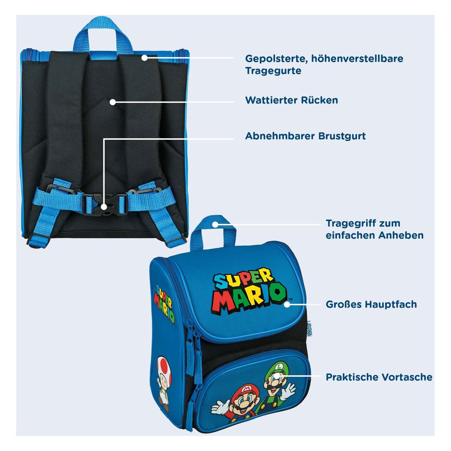 Undercover School Rucksack Super Mario Blauw