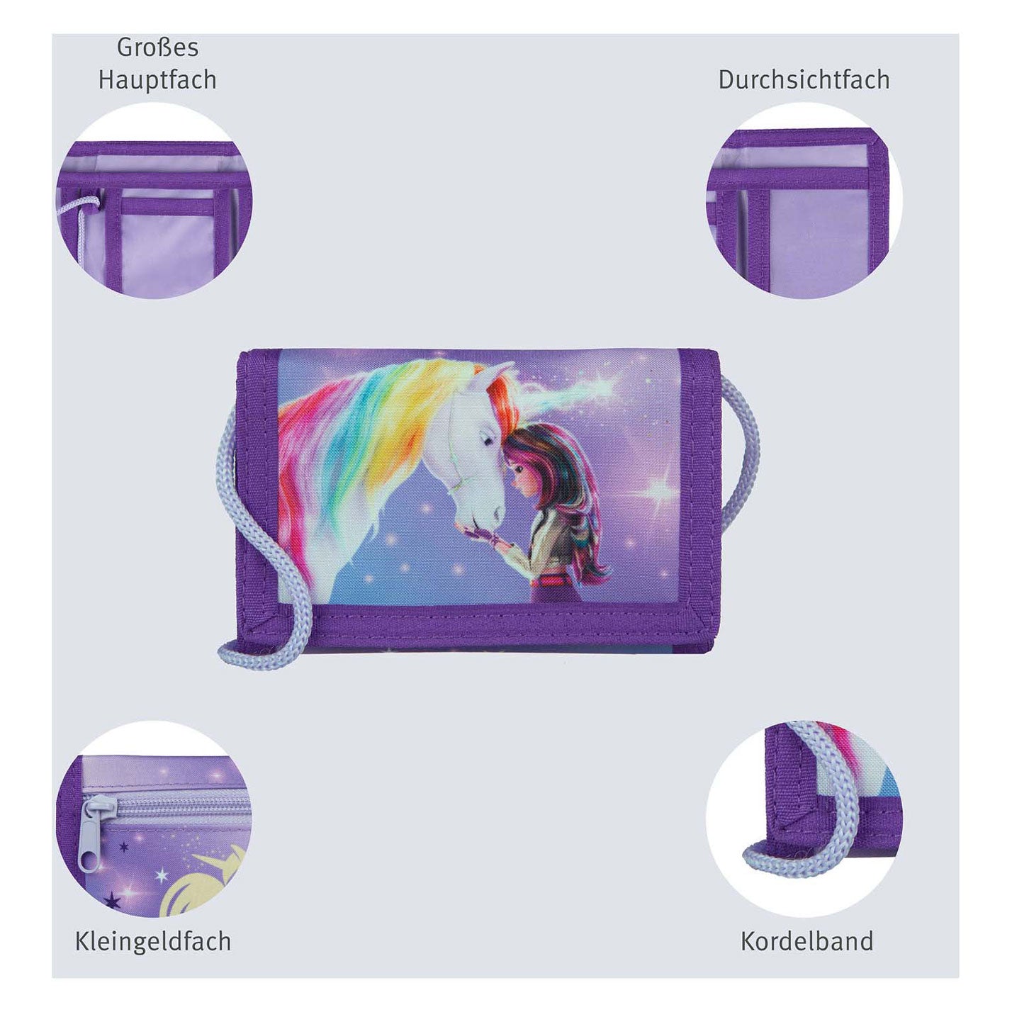 Unicorn Academy Brieftasche mit Schnur versichern