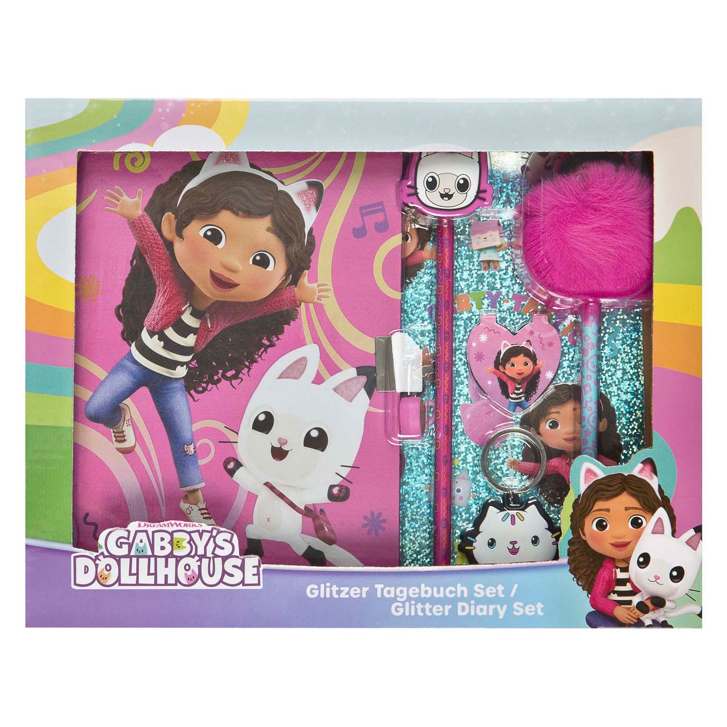 Glitzer-Tagebuch-Set Gabbys Puppenhaus – 6-teilig.