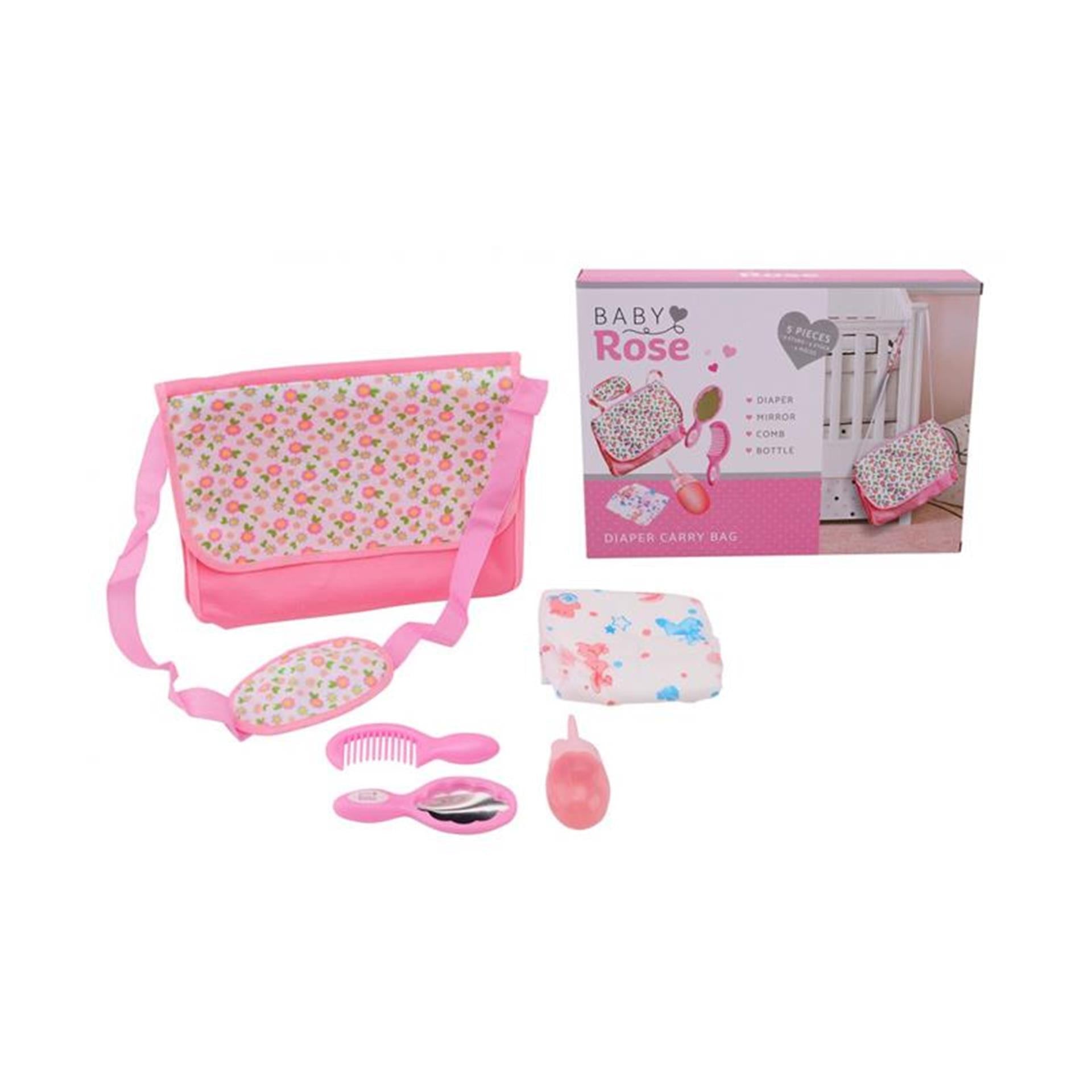 Baby Rosenwindelträger -Tasche mit Accessoires