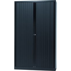 Rolltorschrank geschweißt, hoher Bisley-Stahl-Kunststoff, 120 x 45 x 198 cm, schwarz