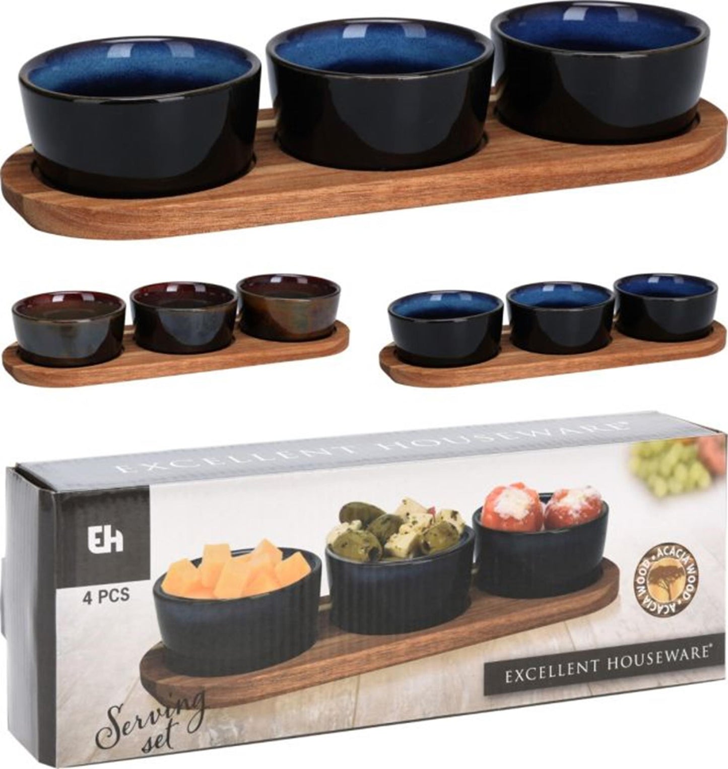 Ausgezeichnetes Haushaltswaren-Servierset auf Regal, 4-teilig