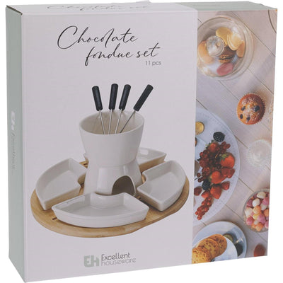 Excellent Houseware Schokoladenfondue 4-Personen 11-teilig aus Porzellan