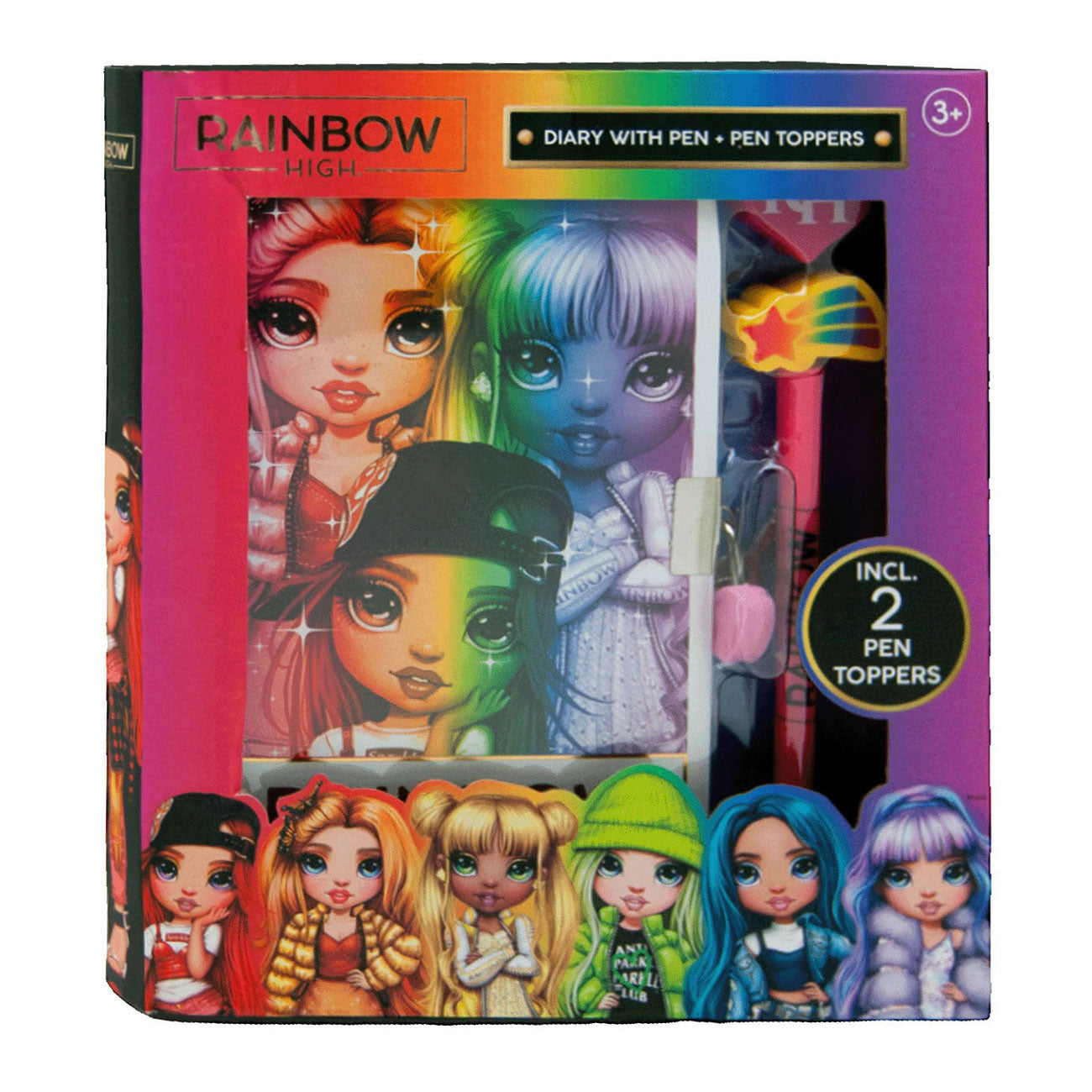 Regenbogen hoher Regenbogen hohes Tagebuch mit Stiften