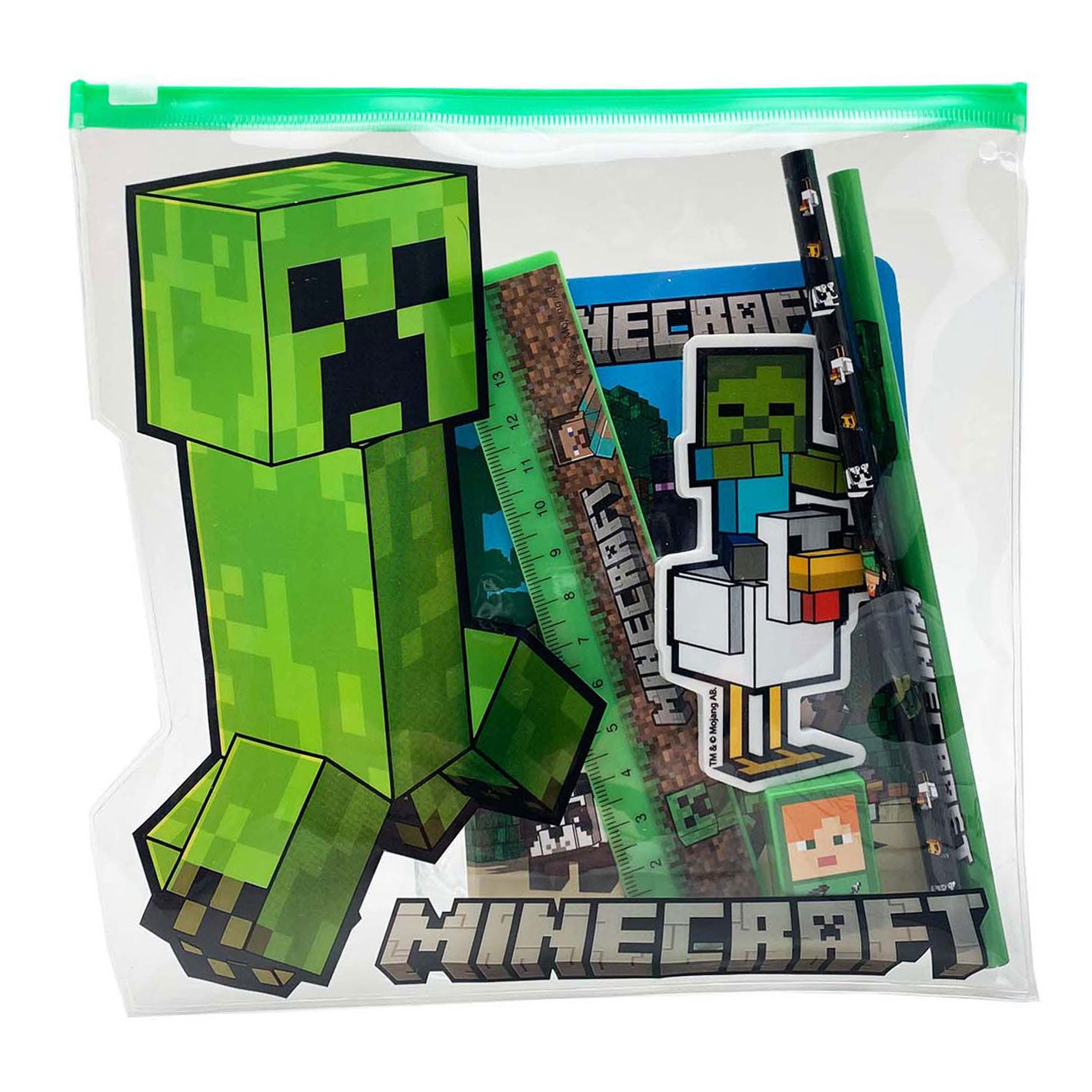 Federmäppchen in Minecraft-Form, gefüllt