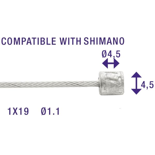 Schaltinnenzüge Elvedes 2250mm Edelstahl ø1,1mm Shimano N-Nippel ø4,5×4,5 (100 Stück)