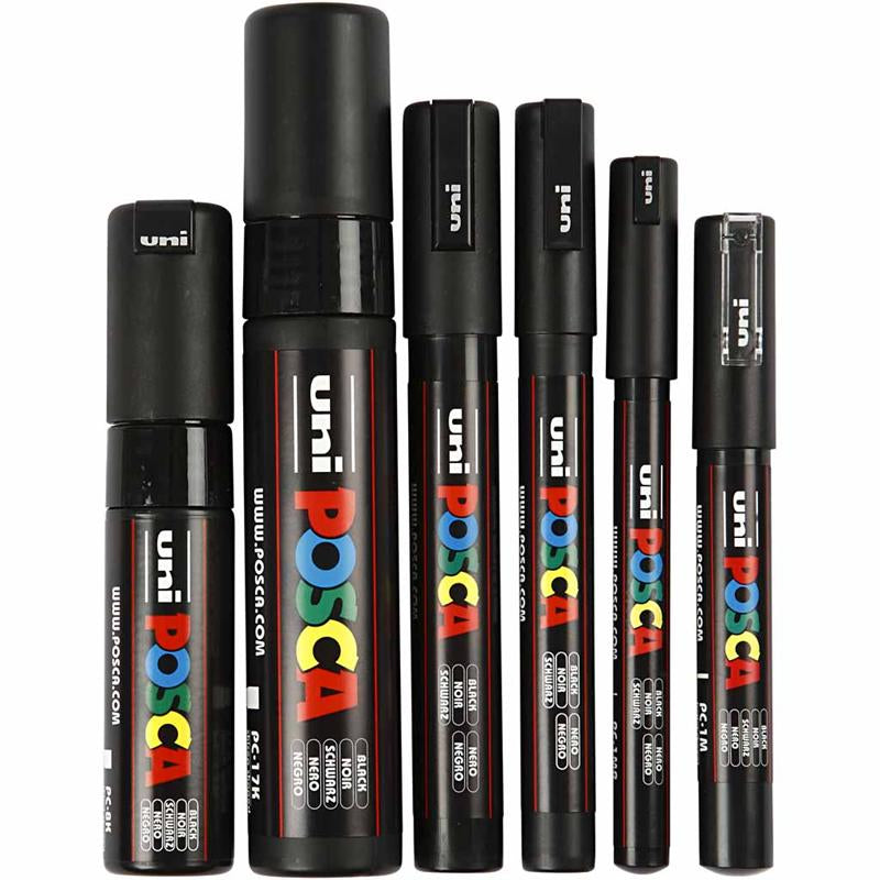 Uni-Posca Posca-Marker, Strichbreite 0,7–15 mm, schwarz, 6 Stück 1 Box