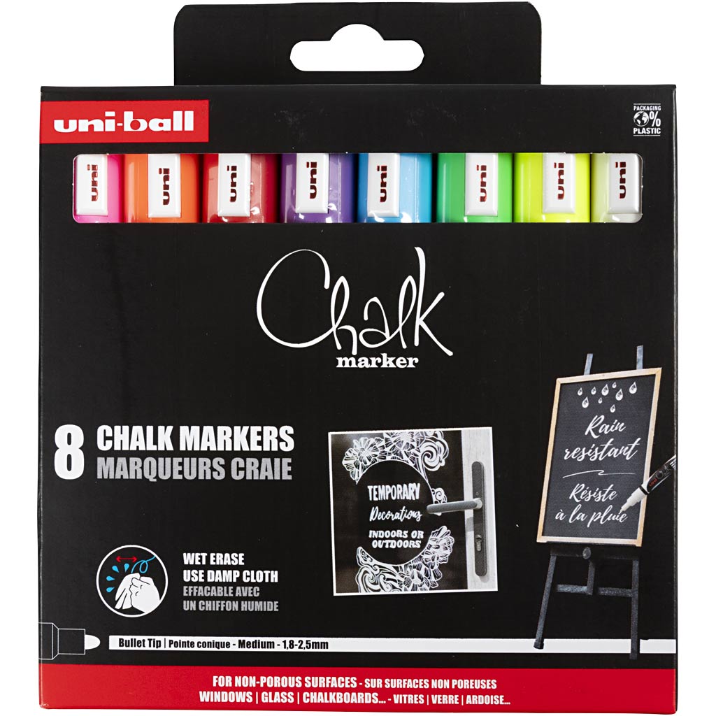 Uni-Posca-Kreidemarker, Liniendicke 1,8-2,5 mm, 8 Stück 1 Box