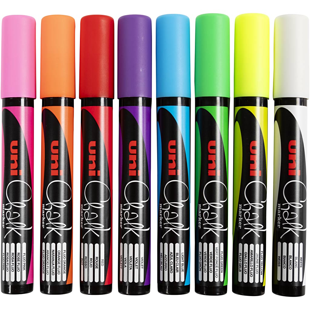 Uni-Posca-Kreidemarker, Liniendicke 1,8-2,5 mm, 8 Stück 1 Box