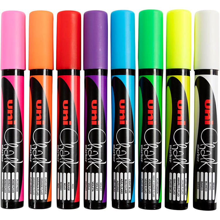 Uni-Posca-Kreidemarker, Liniendicke 1,8-2,5 mm, 8 Stück 1 Box