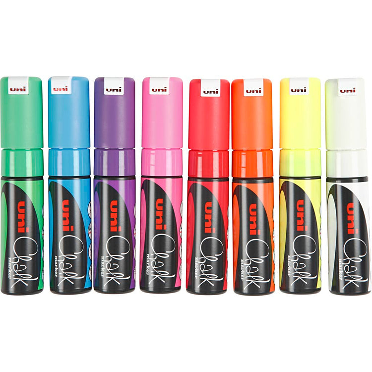 Uni-Posca-Kreidemarker, Liniendicke 8 mm, verschiedene Farben, 8 Stück 1 Box