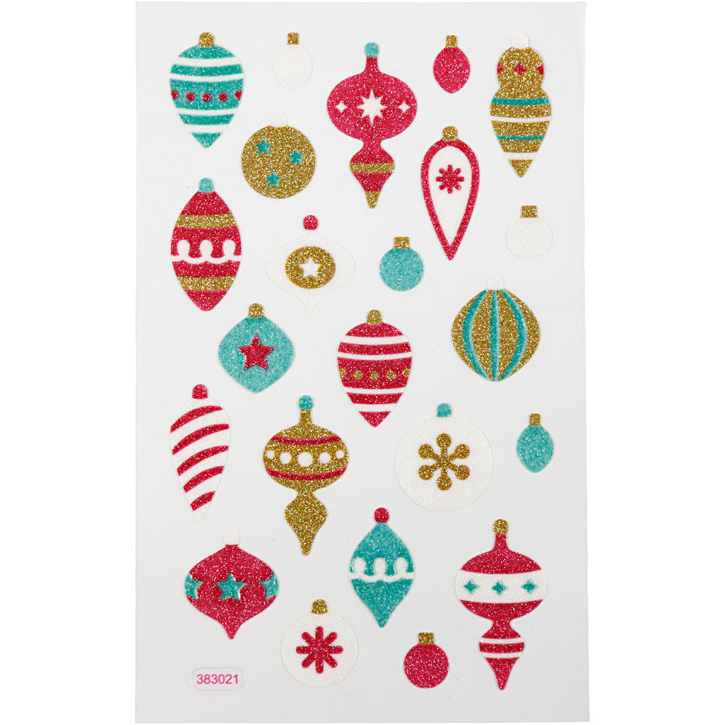 Creativ Company Glitzeraufkleber, Weihnachtskugeln, Blatt 10x16 cm, 1 Blatt