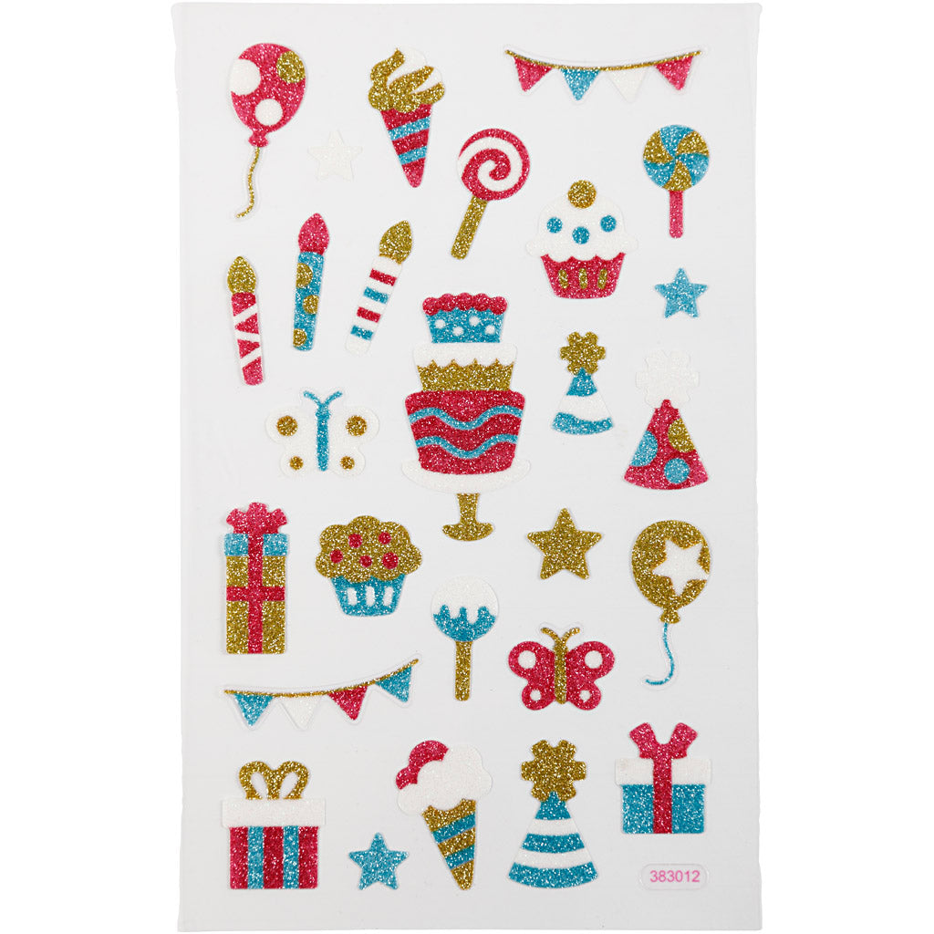 Creativ Company Glitzeraufkleber, Geburtstag, Blatt 10x16 cm, 1 Blatt