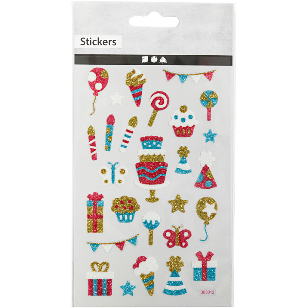 Creativ Company Glitzeraufkleber, Geburtstag, Blatt 10x16 cm, 1 Blatt