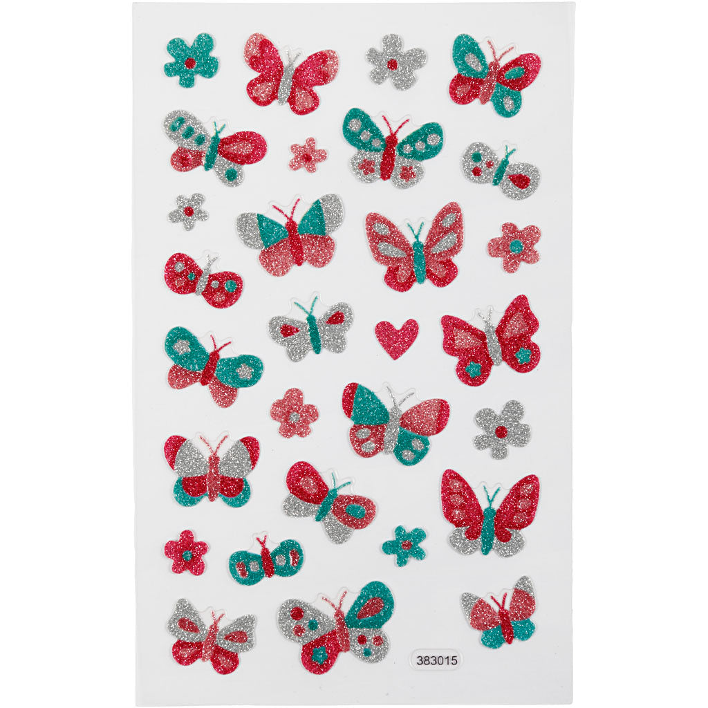 Creativ Company Glitzeraufkleber, Schmetterlinge, Blatt 10x16 cm, 1 Blatt