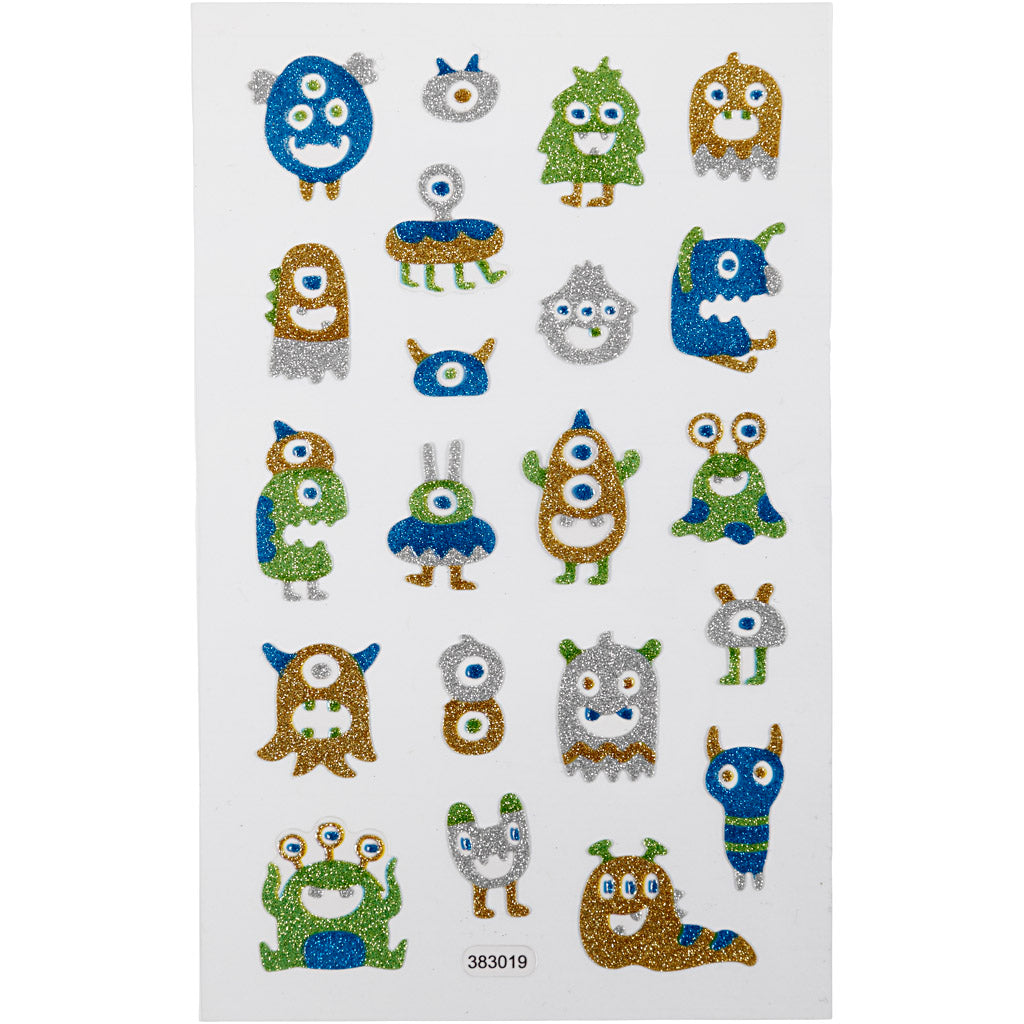 Creativ Company Glitzeraufkleber, Aliens, Blatt 10x16 cm, 1 Blatt