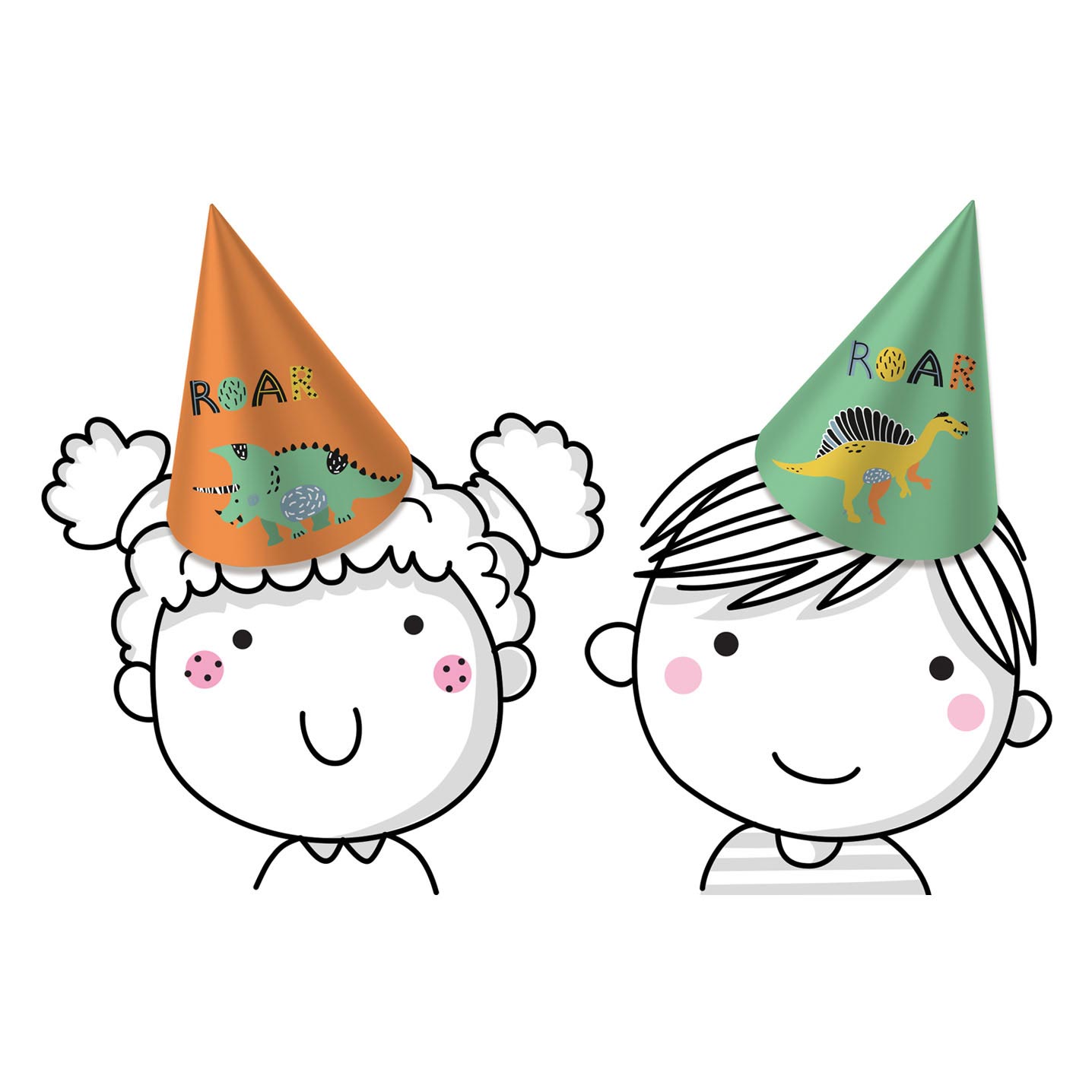 Paper Party Hüte Dino Roars, 6st.