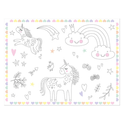 Colorable Slacemats Einhörner Regenbogen, 6st.