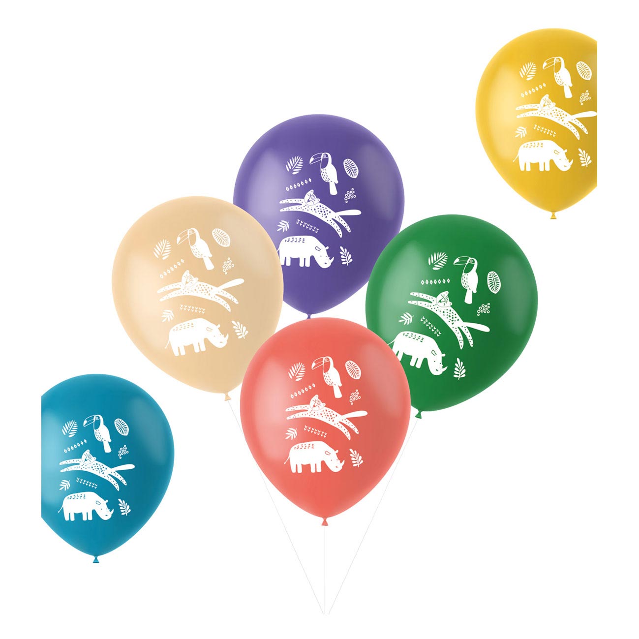 Latexballons Wildtiere, 6st.