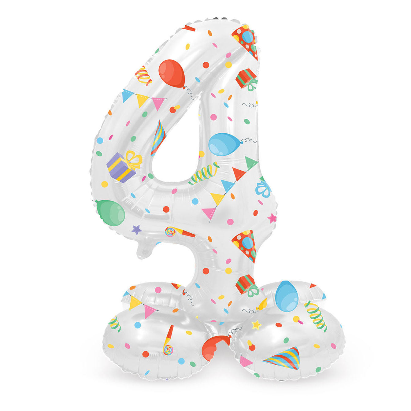 Stehende Folienballon freudiger Party Nummer 4 -72 cm
