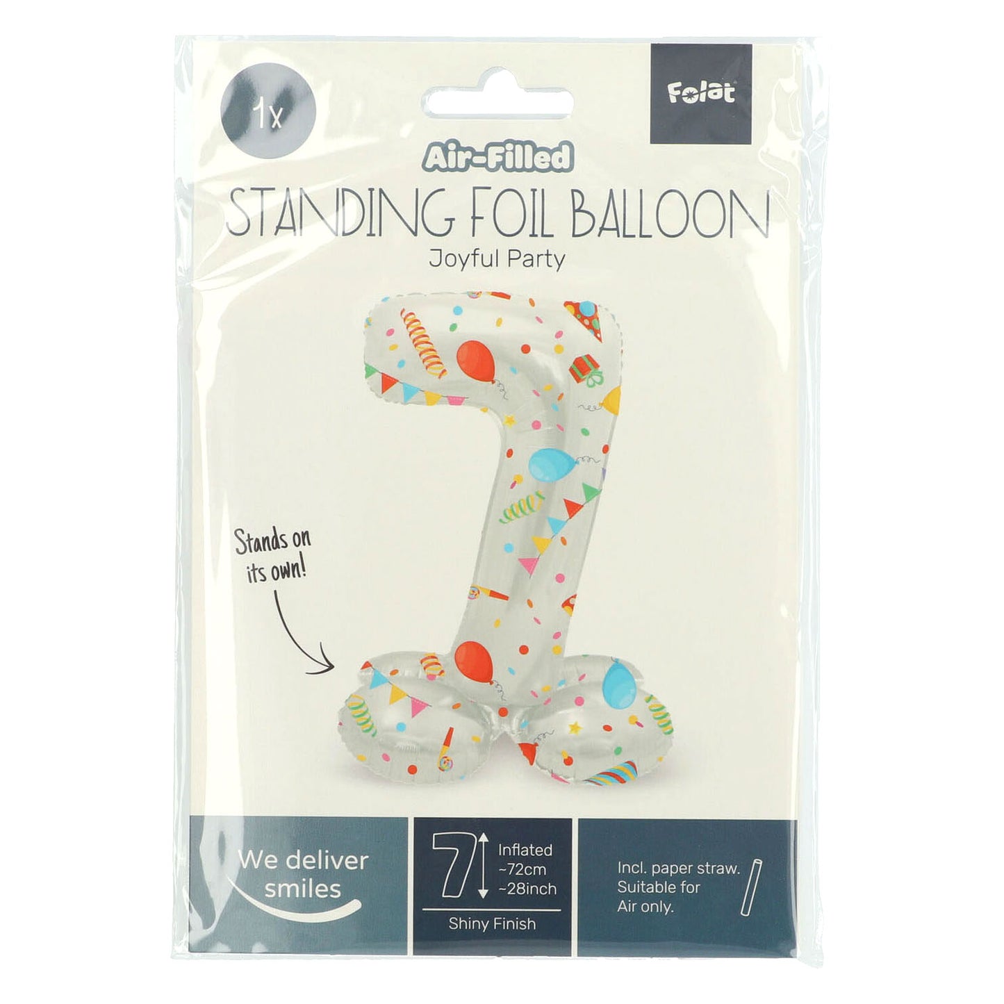 Stehfolie Ballon freudiger Party Nummer 7 -72 cm