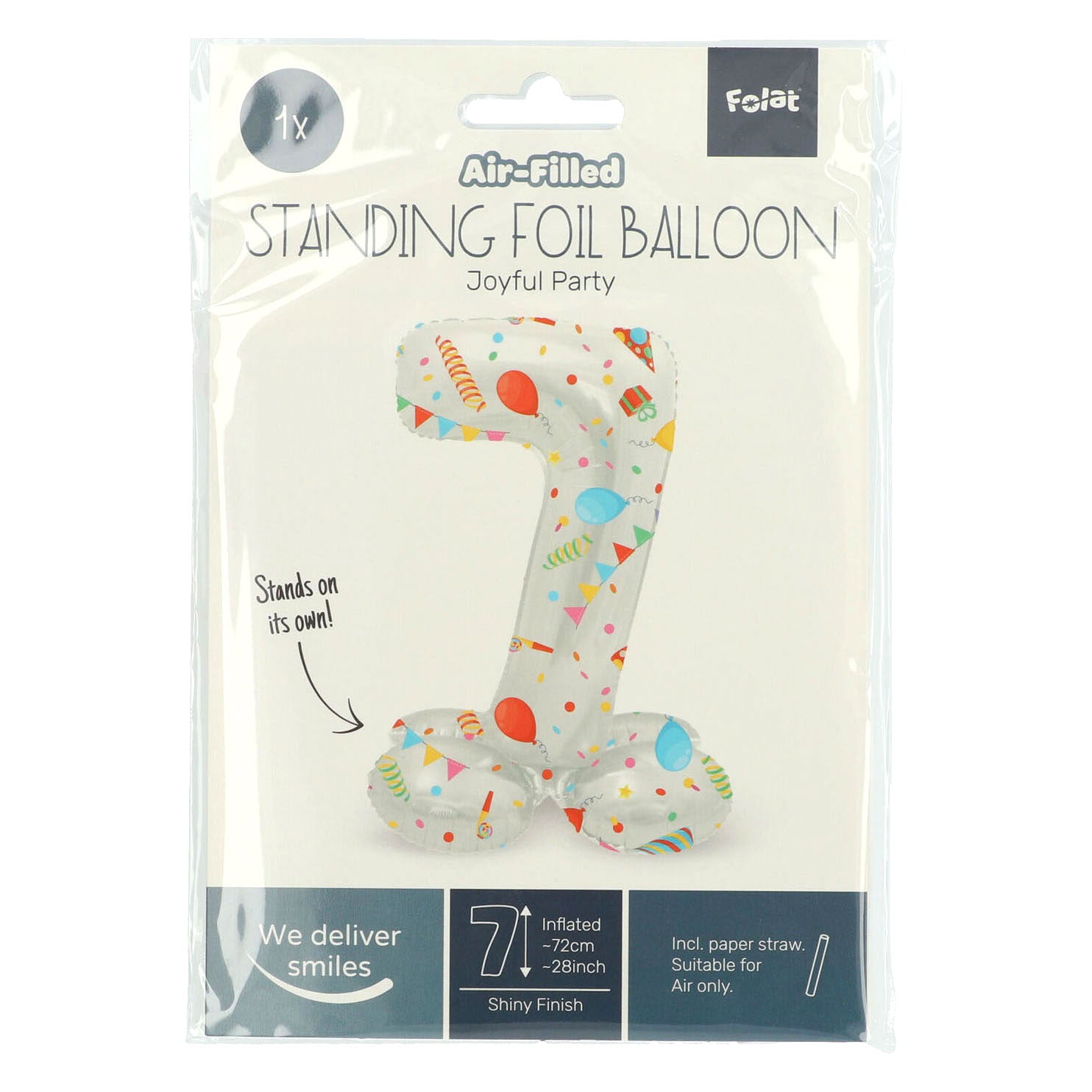 Stehfolie Ballon freudiger Party Nummer 7 -72 cm