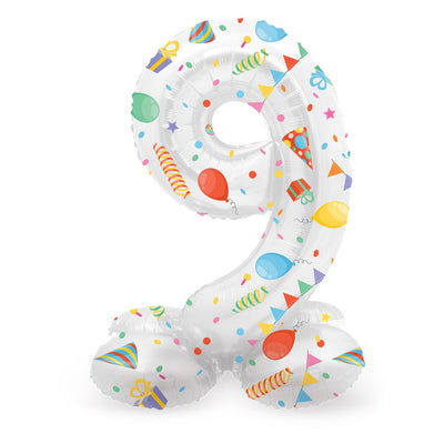 Stehfolie Ballon freudiger Party Nummer 9 -72 cm