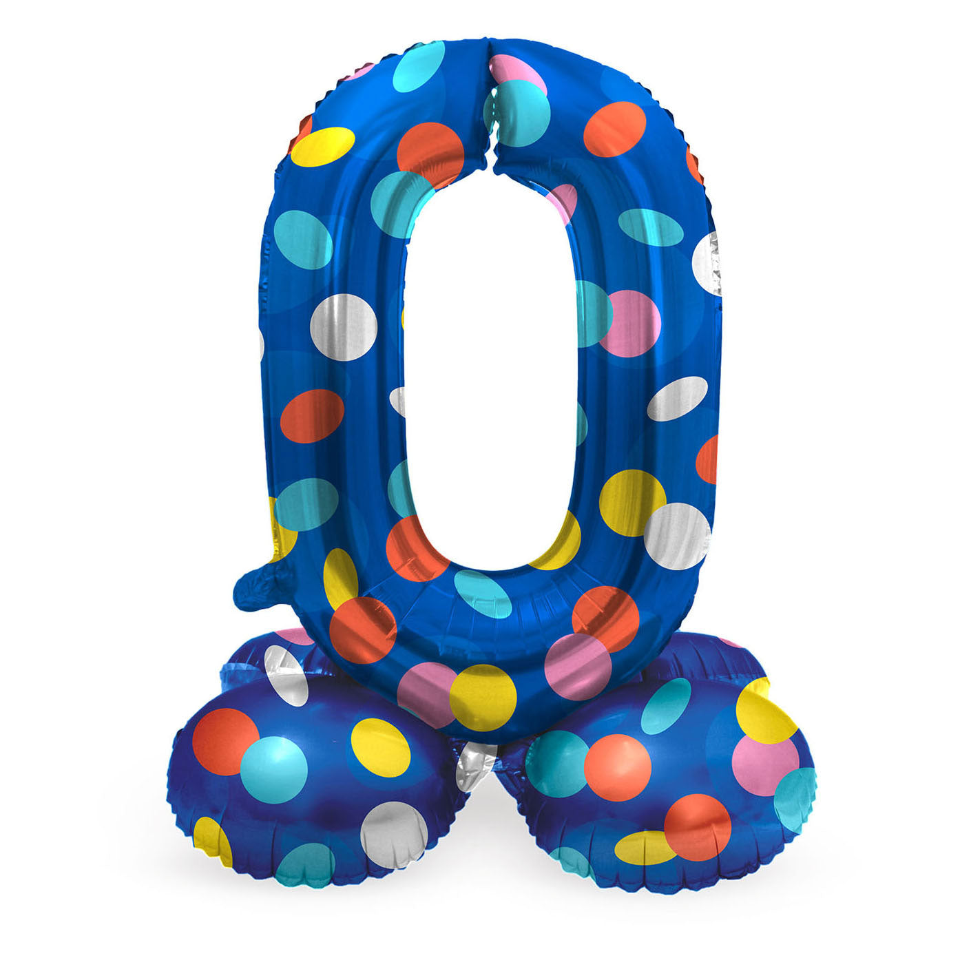 Stehfolie Ballon farbenfrohe Punkte Nummer 0 - 72 cm