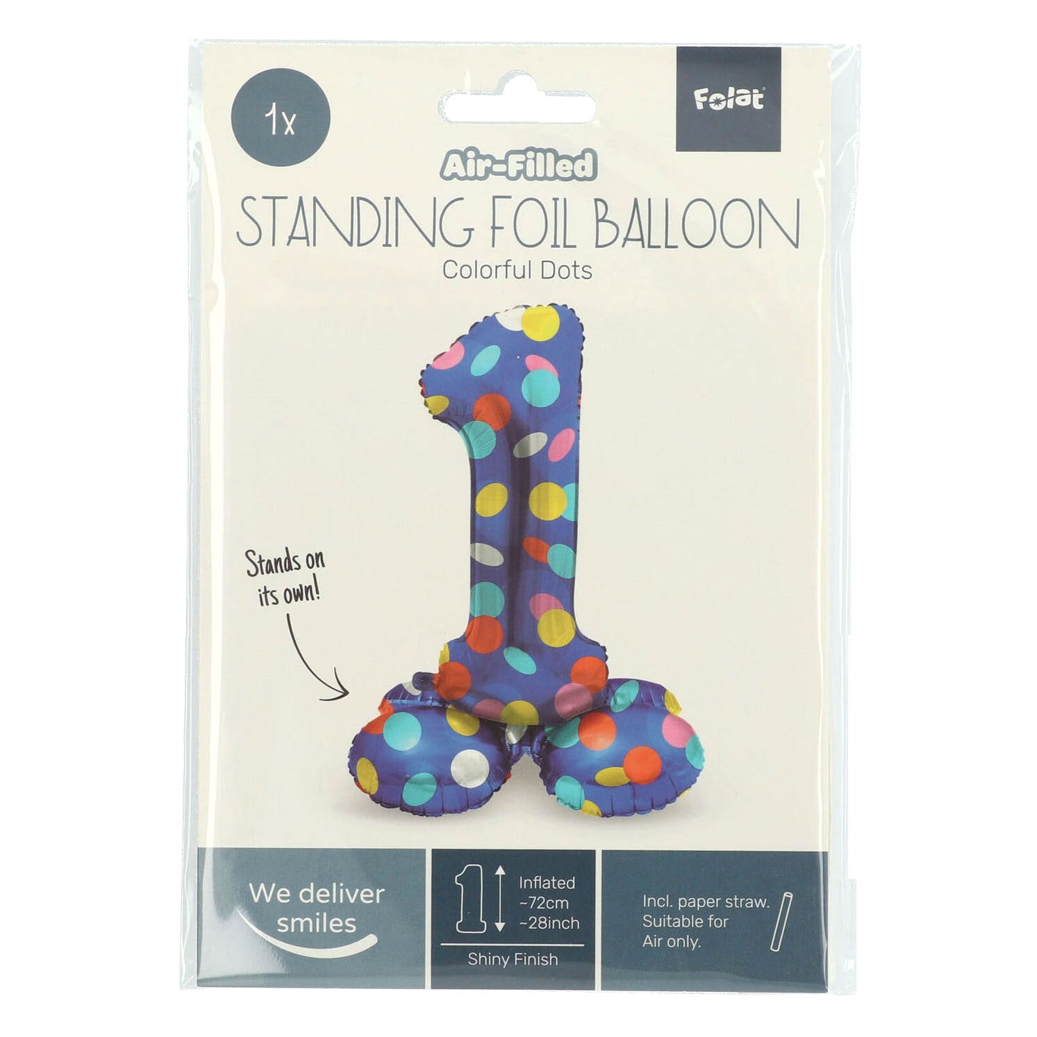 Folat BV stehende Folienballon farbenfrohe Punkte Abbildung 1 72 cm