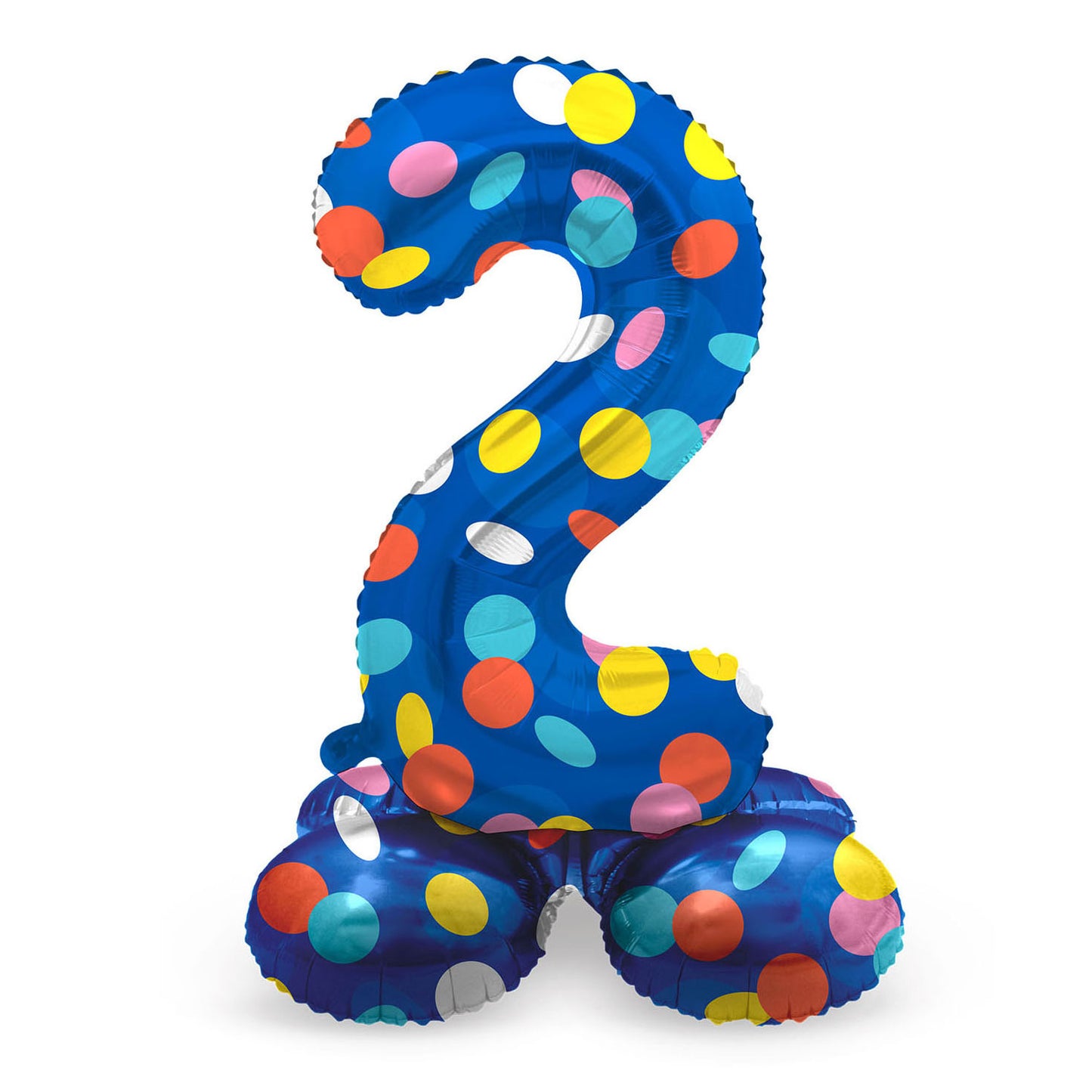 Stehfolie Ballon farbenfrohe Punkte Nummer 2 - 72 cm