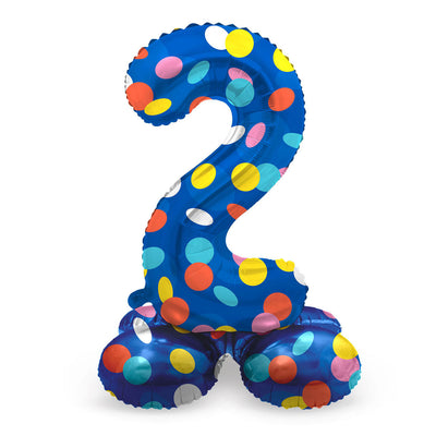 Stehfolie Ballon farbenfrohe Punkte Nummer 2 - 72 cm