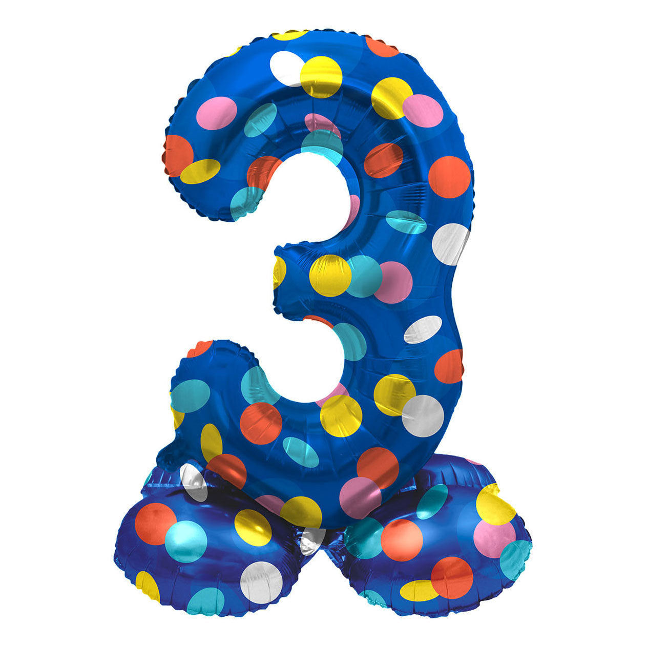 Stehfolie Ballon farbenfrohe Punkte Nummer 3 - 72 cm