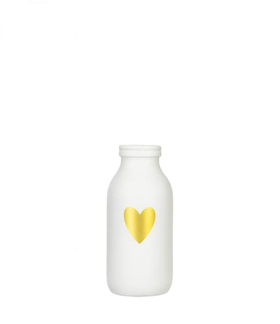 Ideen 4 Jahreszeiten Flaschenvase Glas weiß mit Herz ø4,8xh10,4cm