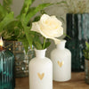Ideen 4 Jahreszeiten Riga Vase aus Glas weiß mit goldenem Herz ã˜7xh12cm