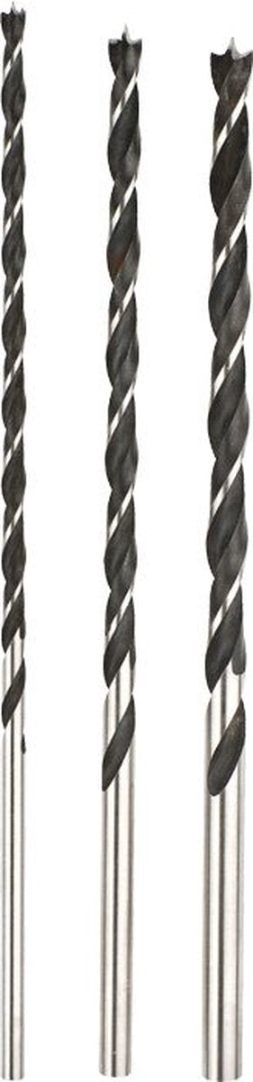 Kwb 3 Stk. Holzbohrer-Set lang – 6 mm, 8 mm, 10 mm – extra lange Bohrer für präzises Bohren in Holzbalken – CV-Stahl, Industriequalität