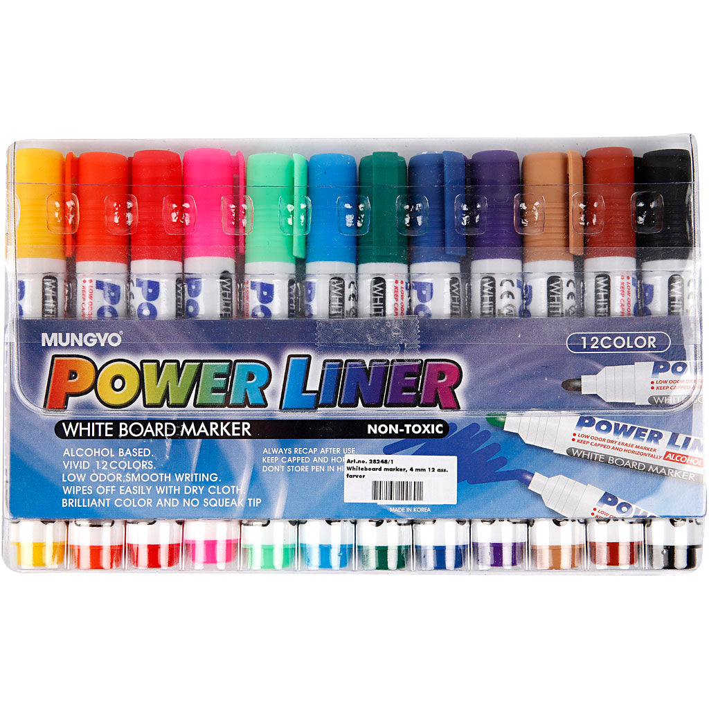 Whiteboardmarker, Strichstärke 4 mm, verschiedene Farben, 12 Stück, 1 Box
