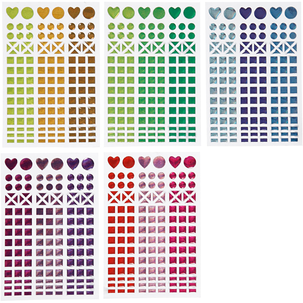 Creativ Company Mosaikaufkleber, D 8-14 mm, Blatt 11x16,5 cm, verschiedene Farben, 10 Blatt 1 Box