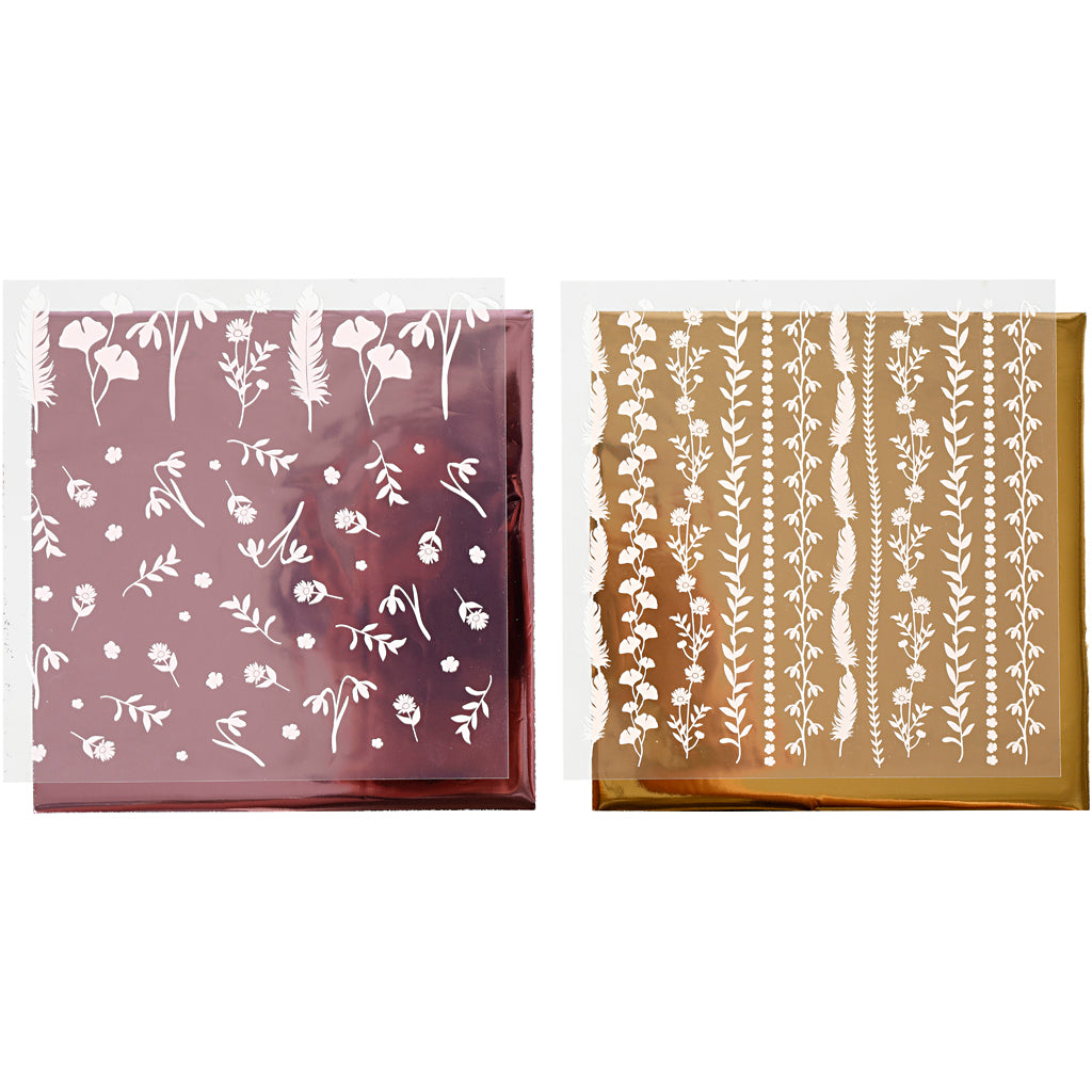 Creativ Company Dekofolie und Transferfolie, Blatt 15x15 cm, 2x2 Blatt 1 Karton