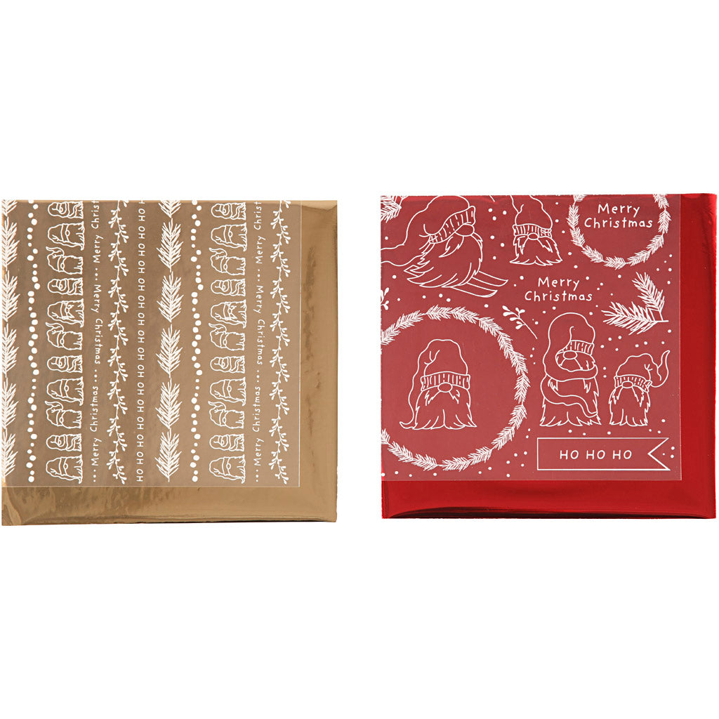 Creativ Company Dekofolie und Transferbogen, traditionelle Weihnachten, Bogen 15x15 cm, Gold, Rot, 2x2 Bögen 1 Box