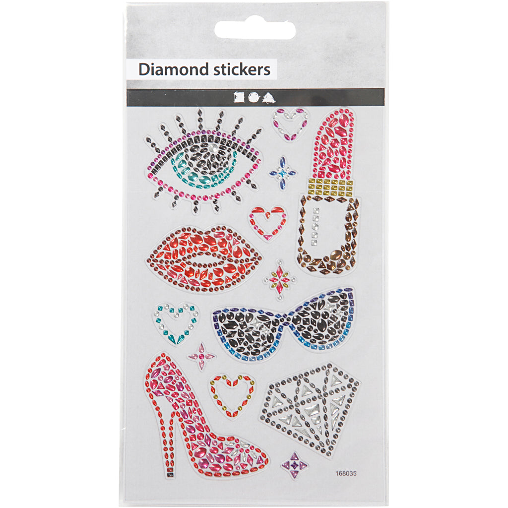 Creativ Company Diamantaufkleber, bereit für die Party, Blatt 10x16 cm, 1 Blatt