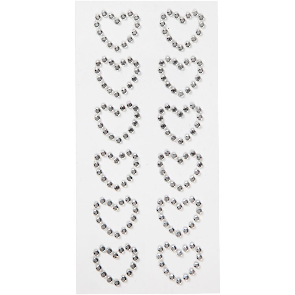 Creativ Company Strassherzen, Größe 23x21 mm, Silber, 12 Stück 1 Box