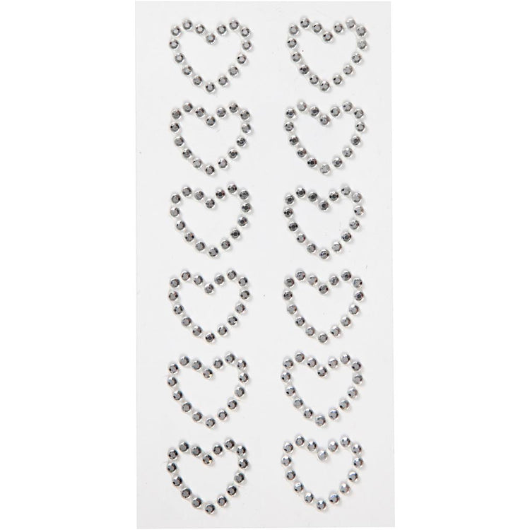 Creativ Company Strassherzen, Größe 23x21 mm, Silber, 12 Stück 1 Box