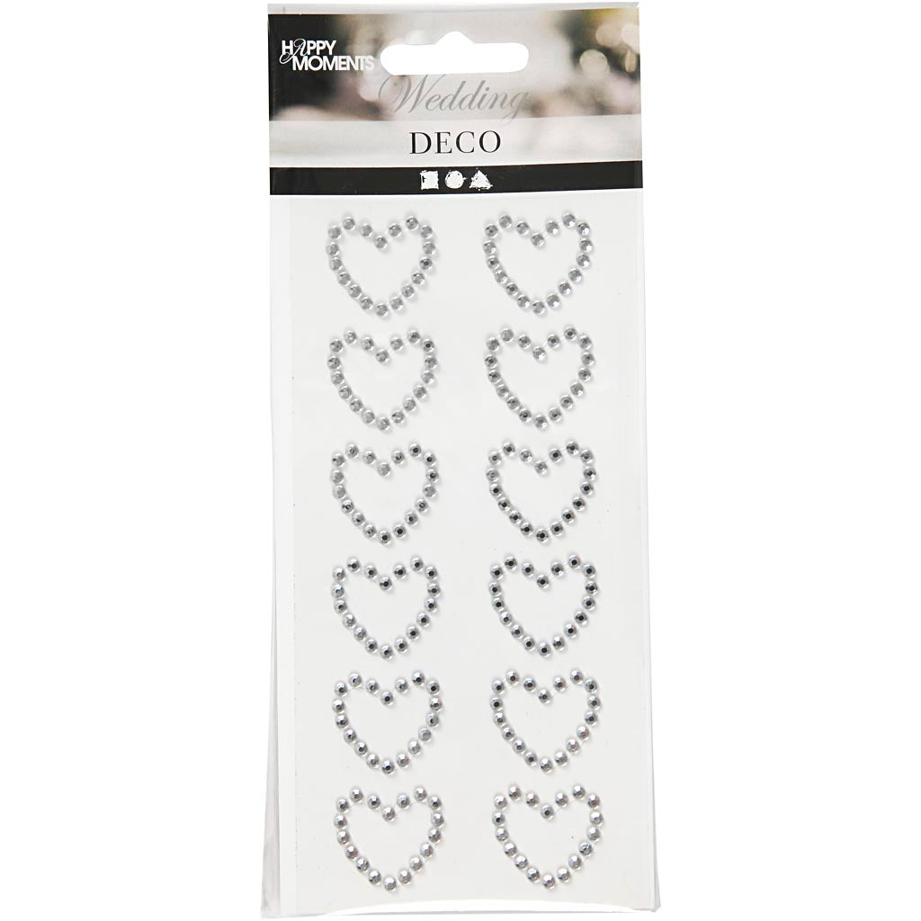 Creativ Company Strassherzen, Größe 23x21 mm, Silber, 12 Stück 1 Box