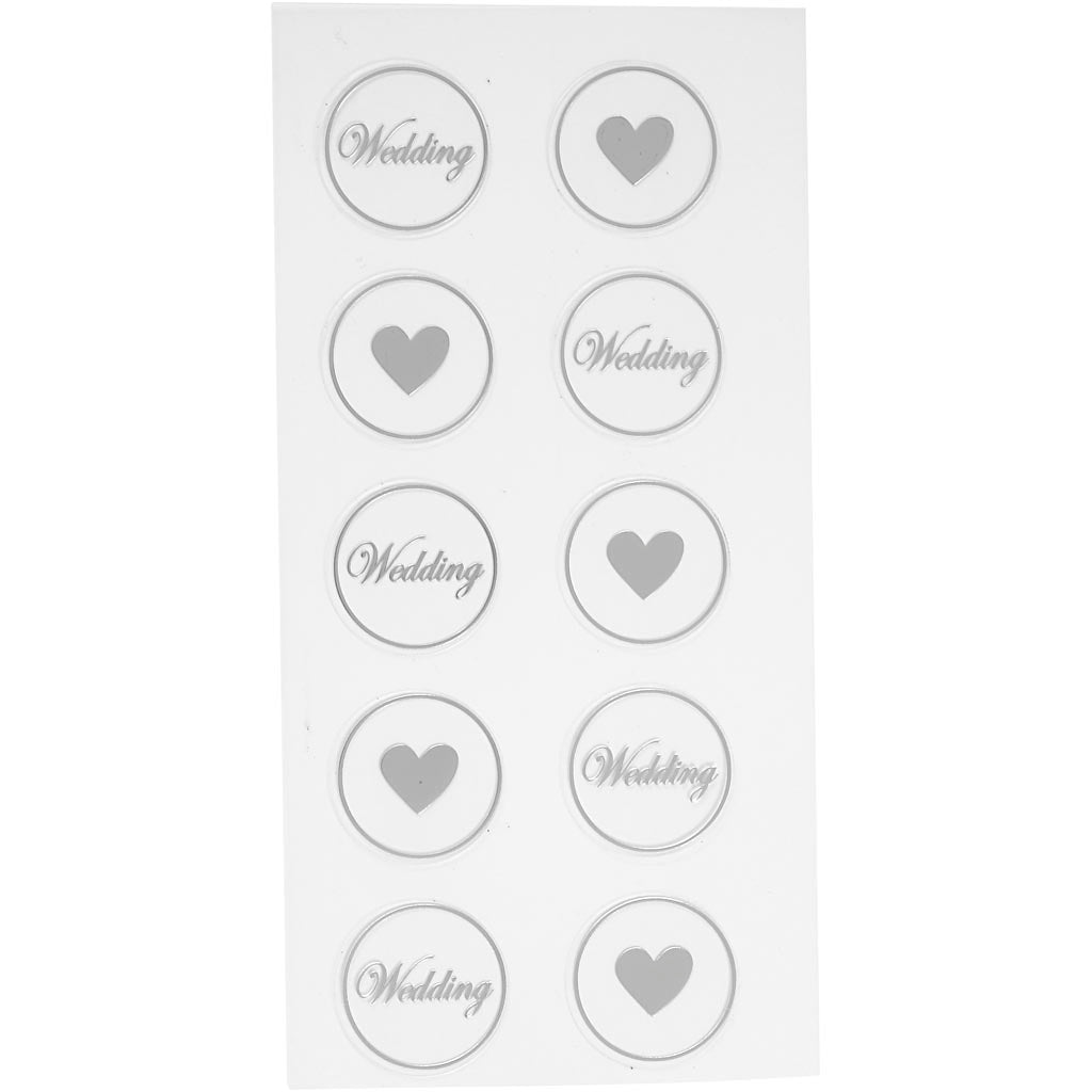 Creativ Firmenaufkleber, Herz - Hochzeit, D 25 mm, Blatt 7,8x15,5 cm, schwarz, 2 div. Blätter 1 Box