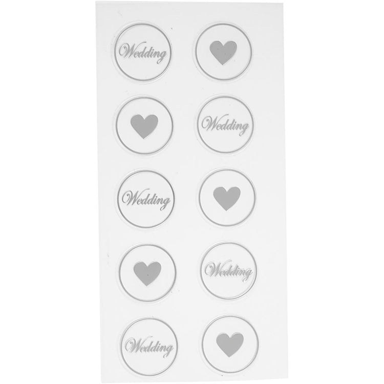 Creativ Firmenaufkleber, Herz - Hochzeit, D 25 mm, Blatt 7,8x15,5 cm, schwarz, 2 div. Blätter 1 Box