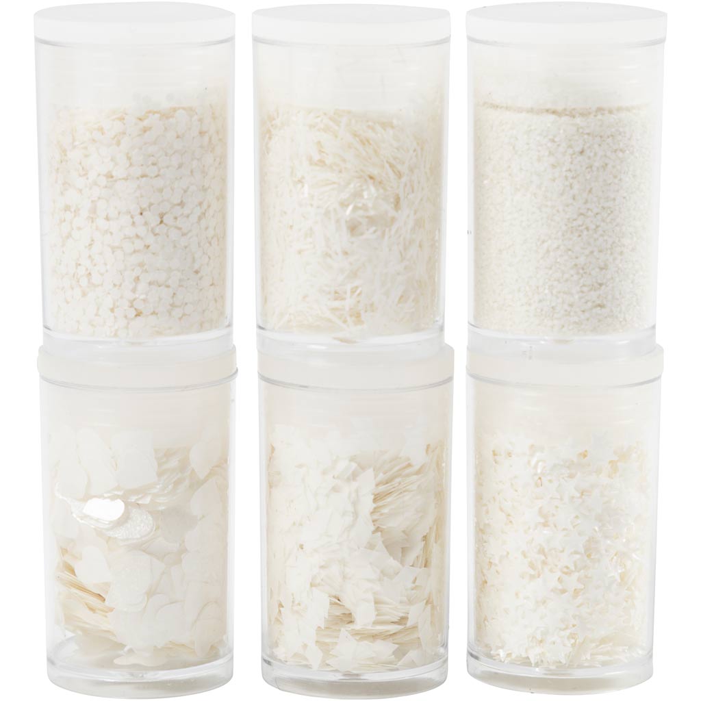 Creativ Company Bio Sparkles Pailletten, Silber, Weiß, 6x7 ml 1 Box